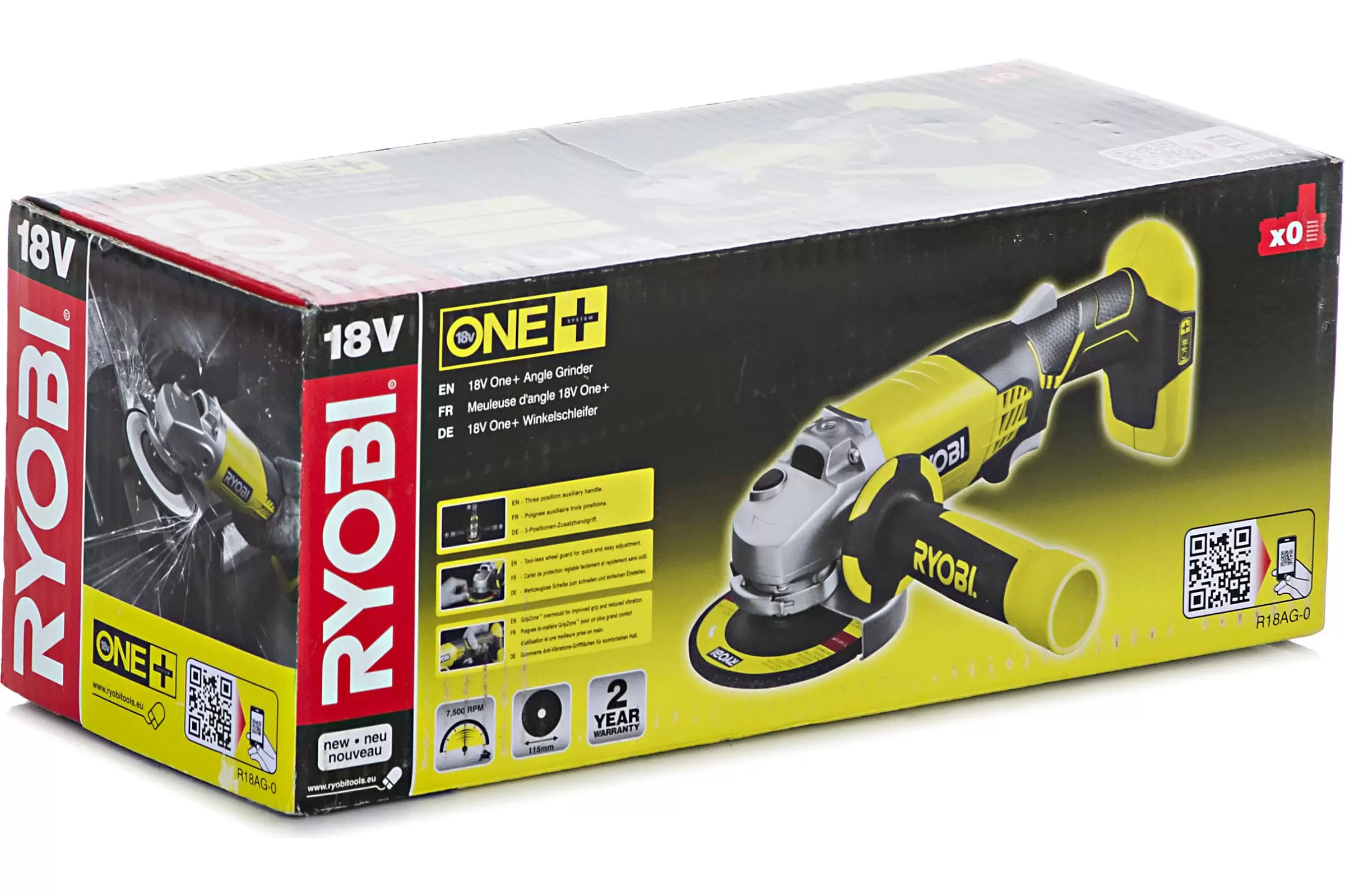 Аккумуляторная угловая шлифмашина Ryobi ONE+ R18AG-0 (5133001903)